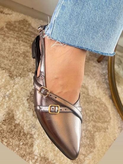 Sandalias Doble Tira Platinado
