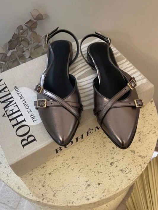 Sandalias Doble Tira Platinado