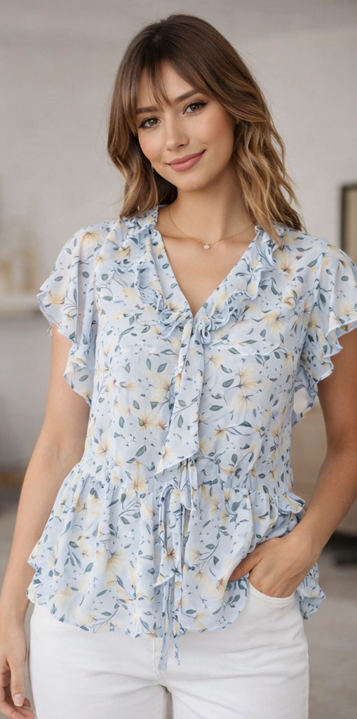 Blusa flores lazos