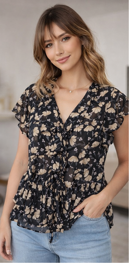 Blusa flores lazos