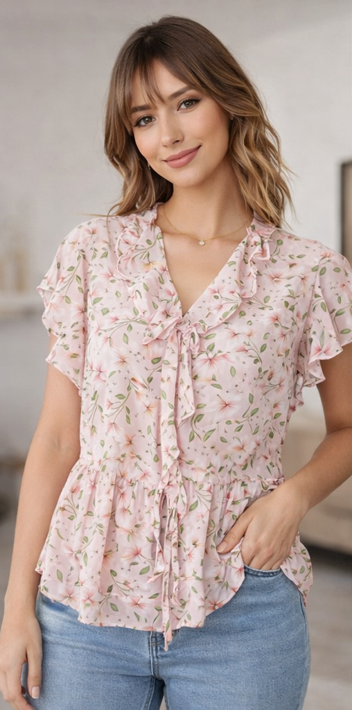 Blusa flores lazos