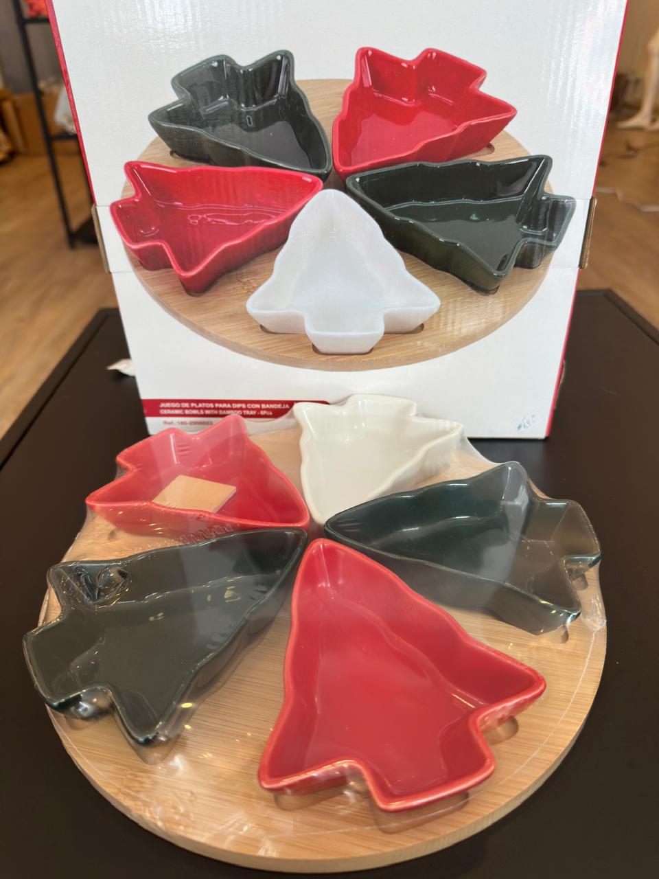 Juego de platos para dips con bandeja 6Pz