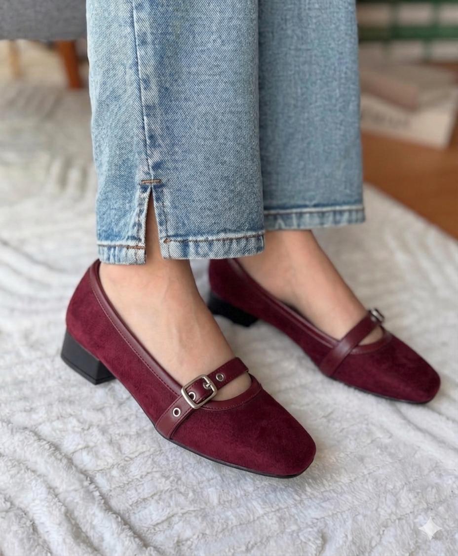 Rojo vino Hebilla Balerina