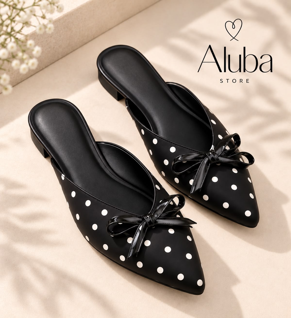 Polka Flats Slingbacks